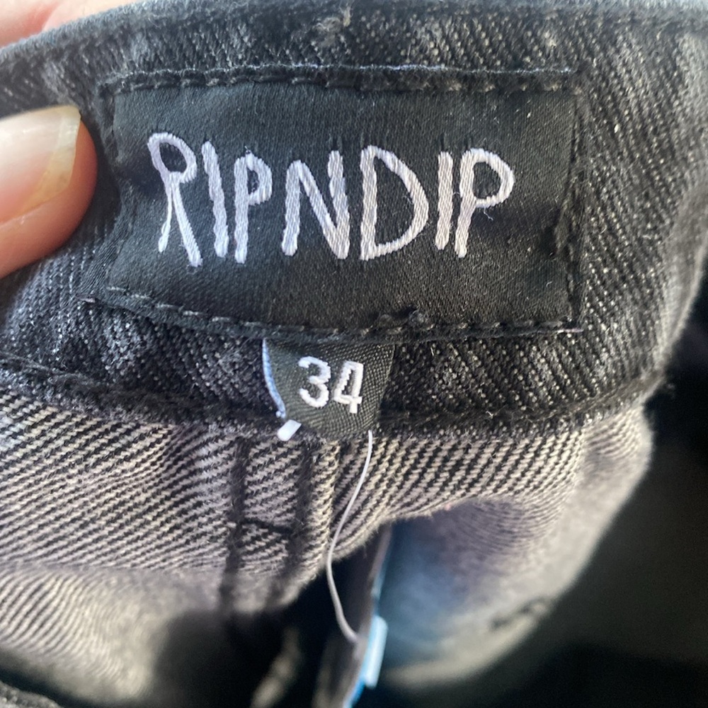 RIPNDIP Men's Rockstar Black distressed studded Denim Pants size 34 X31 - Picture 6 of 10